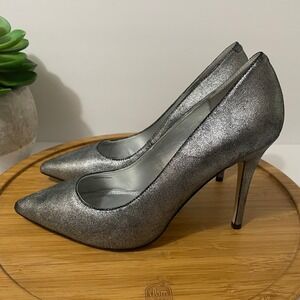 White House Black Market Olivia Silver Stiletto Women 7 Dressy Metallic Pump